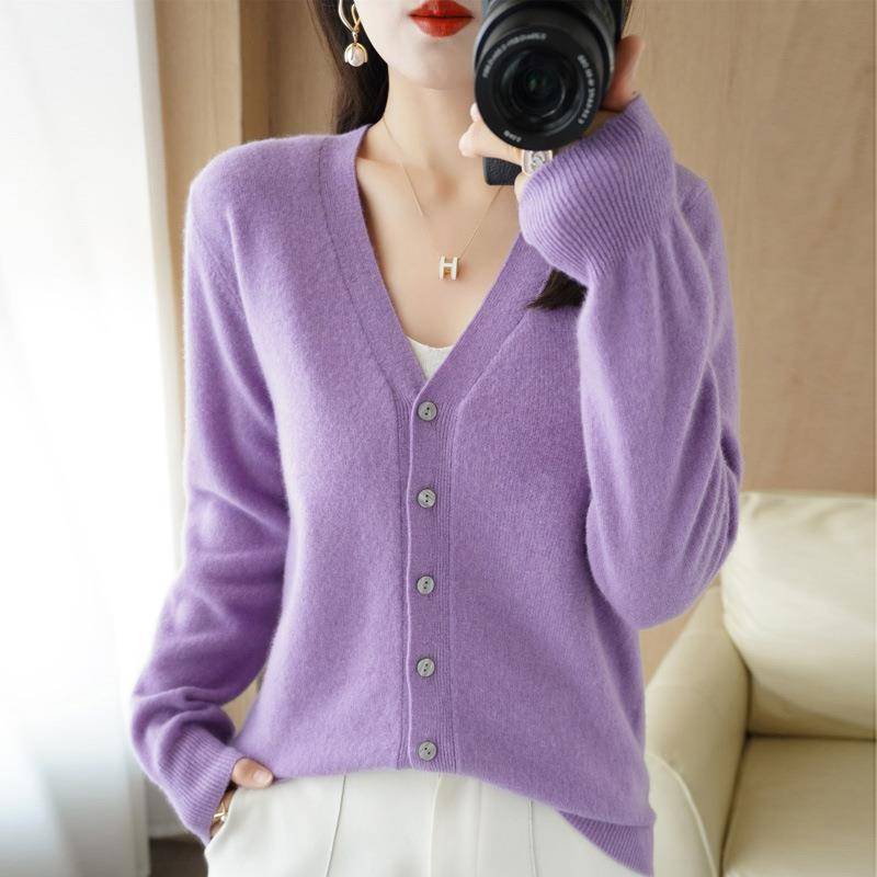 Frauen Strickjacken Herbst Winter Einreiher Strickwaren Langarm V-ausschnitt Strickjacke Koreanische Mode Frühjahr Casual Pullover XL violett Frauen Strickjacken Herbst Winter Einreiher Strickwaren Langarm V-ausschnitt Strickjacke Koreanische Mode Frühjahr Casual Pullover XL violett von Joom DACH