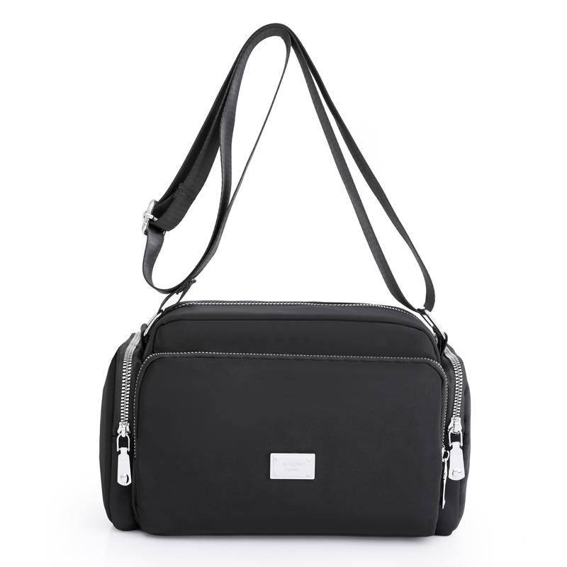 Frauen Tasche Wasserdichte Nylon Handtaschen Reine Farbe Mode Multi Funktion Große Kapazität Umhängetasche Casual Messenger Mama Tasche schwarz von Joom DACH