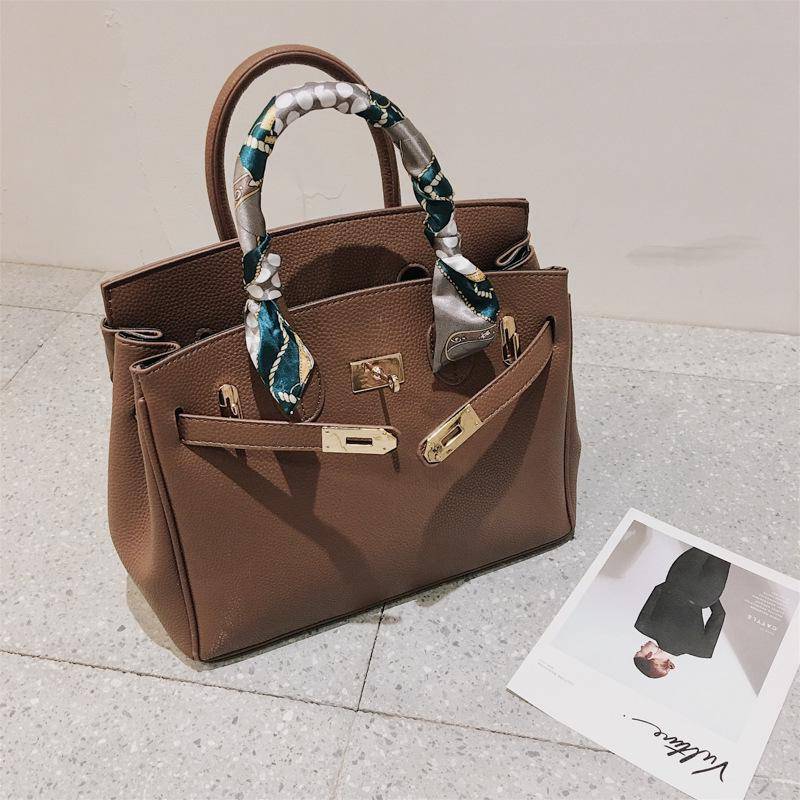 Frauen Taschen Mode Lychee Muster Platin Tasche Hand Schulter Diagonal Weibliche Tasche braun von Joom DACH