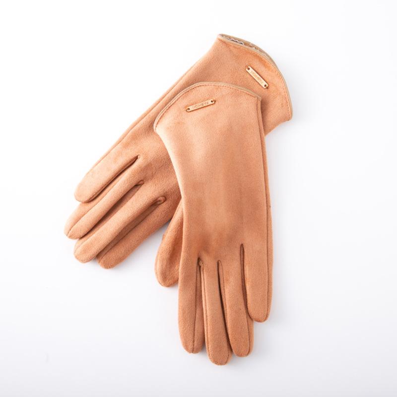 Frauen Touchscreen Handschuhe Mode Fäustlinge Herbst Winter Warme Dünne Kaschmir Radfahren Wildleder Stoff Winddicht Handschuhe LXY khaki von Joom DACH