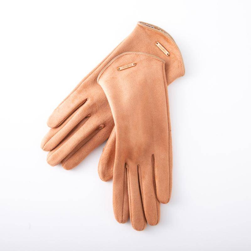 Frauen Touchscreen Handschuhe Mode Fäustlinge Herbst Winter Warme Dünne Kaschmir Radfahren Wildleder Stoff Winddicht Handschuhe LXY khaki von Joom DACH
