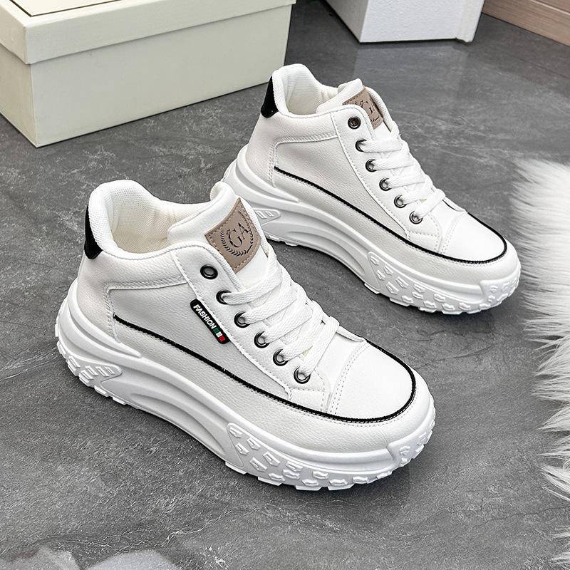 Frauen Turnschuhe Herbst Neue Mode High Top Plattform Casual Schuhe Wasserdichte Leder Vulkanisieren Schuhe Zapatos Para Mujeres 39 von Joom DACH