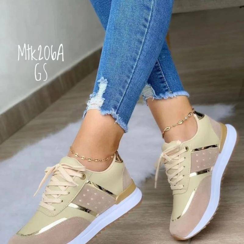 Frauen Turnschuhe Plattform Schuhe Leder Patchwork Casual Sport Schuhe Damen Laufen Outdoor Vulkanisierte Schuhe Zapatillas Mujer 36 von Joom DACH