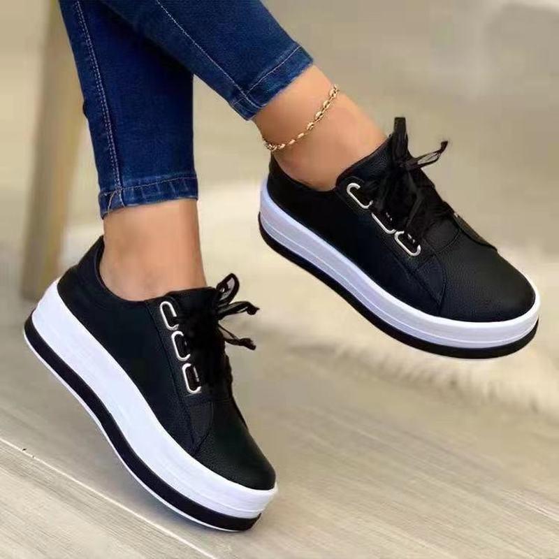 Frauen Turnschuhe Plattform Schuhe PU Leder Patchwork Casual Sport Schuhe Damen Outdoor Laufen Wanderschuhe Zapatillas Mujer 35 von Joom DACH