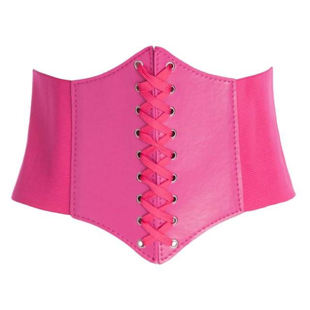 Frauen Ultra Super Breiten Gürtel PU Elastische Korsett Gürtel Mode Breiten Taille Gürtel Damen Kleidung Weibliche One Size rose rot von Joom DACH
