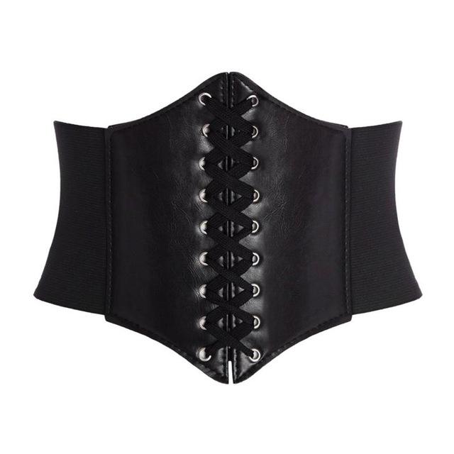 Frauen Ultra Super Breiten Gürtel PU Elastische Korsett Gürtel Mode Breiten Taille Gürtel Damen Kleidung Weibliche One Size schwarz von Joom DACH