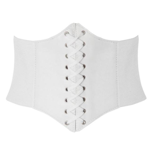 Frauen Ultra Super Breiten Gürtel PU Elastische Korsett Gürtel Mode Breiten Taille Gürtel Damen Kleidung Weibliche One Size weiß von Joom DACH