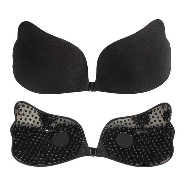 Frauen Unsichtbare Bhs Schmetterling Brust Aufkleber Nahtlose Front Verschluss Bralette Push-Up Bh Trägerlosen Nippel Abdeckung Unterwäsche B Cup schwarz von Joom DACH