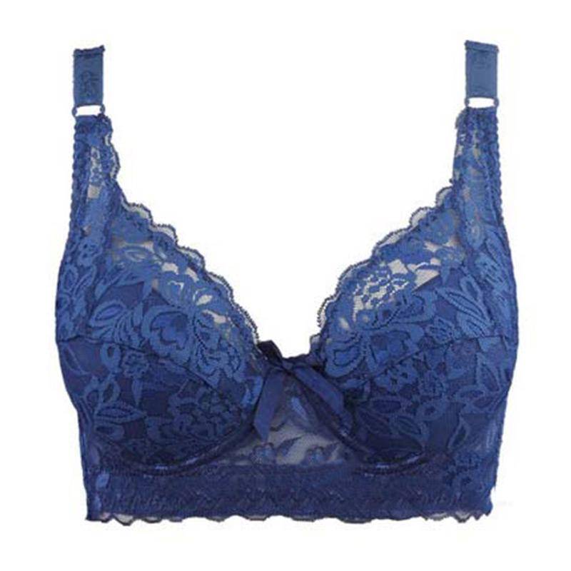Frauen Unterwäsche Kleiner BH Plus Size Undewire Verstellbarer Spitzen-Damen-BH Brustbezug BCD Große Spitzen-BHs 40/90C navy blau von Joom DACH