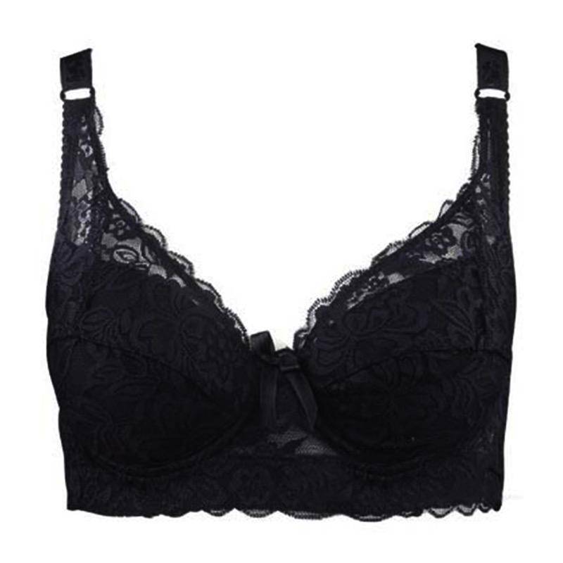 Frauen Unterwäsche Kleiner BH Plus Size Undewire Verstellbarer Spitzen-Damen-BH Brustbezug BCD Große Spitzen-BHs 42/95C schwarz von Joom DACH