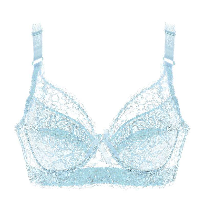 Frauen Unterwäsche Kleiner BH Plus Size Undewire Verstellbarer Spitzen-Damen-BH Brustbezug BCD Große Spitzen-BHs 46/105D hellblaue von Joom DACH