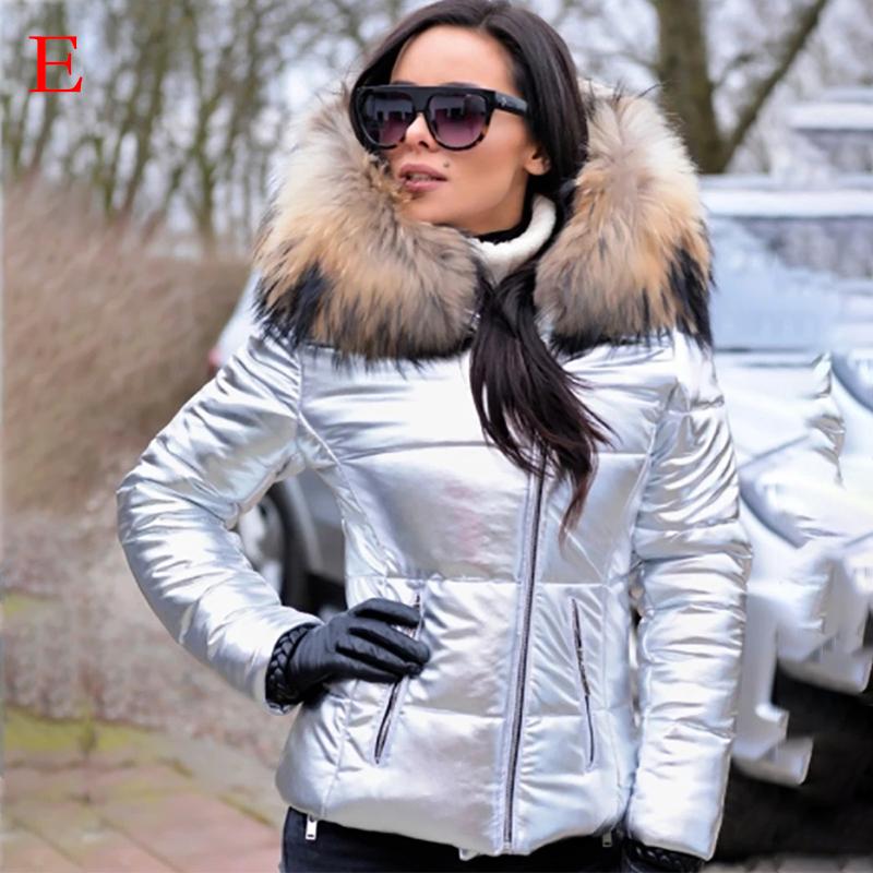 Frauen Warme Jacken Mäntel Dickes Fell Mit Kapuze Zipper Langarm Casual Mode Winter S-4XL M silber von Joom DACH
