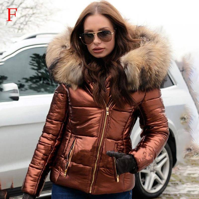 Frauen Warme Jacken Mäntel Dickes Fell Mit Kapuze Zipper Langarm Casual Mode Winter S-4XL XXL orange von Joom DACH
