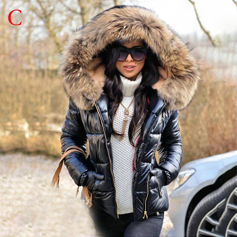 Frauen Warme Jacken Mäntel Dickes Fell Mit Kapuze Zipper Langarm Casual Mode Winter S-4XL XXXXL coole schwarze von Joom DACH