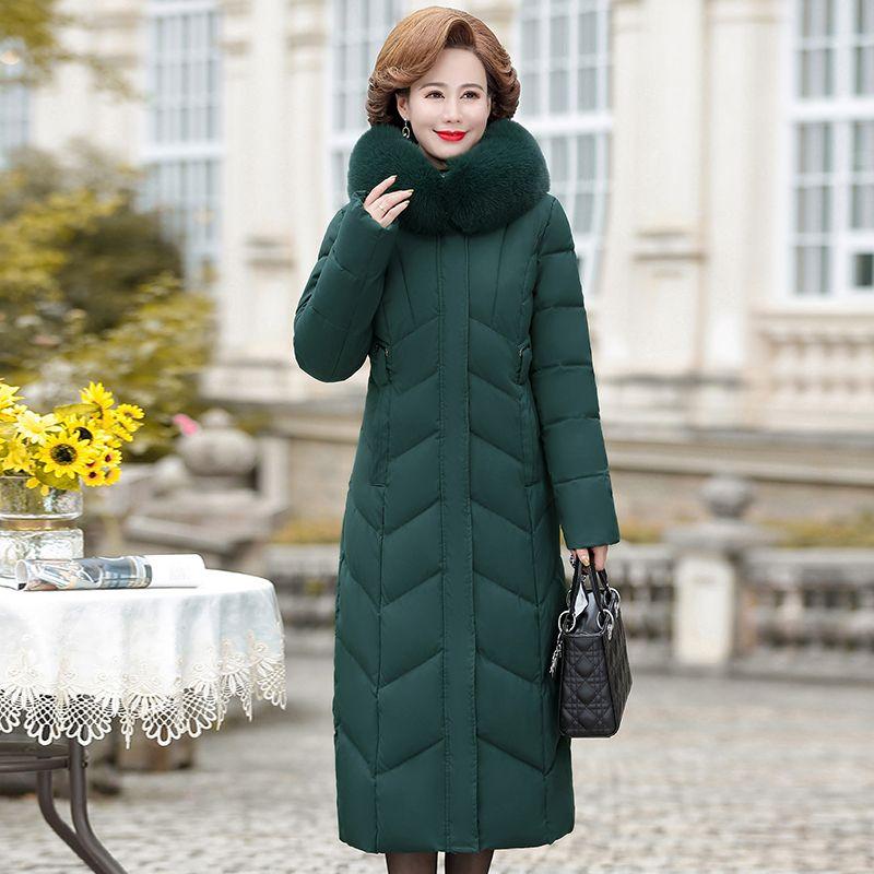 Frauen Warme Winter Lange Parka Mantel Mittleren Alters Mutter Schlank Verdicken Jacke Weibliche Mit Kapuze Outwear Parkas 8XL 2XL grün von Joom DACH