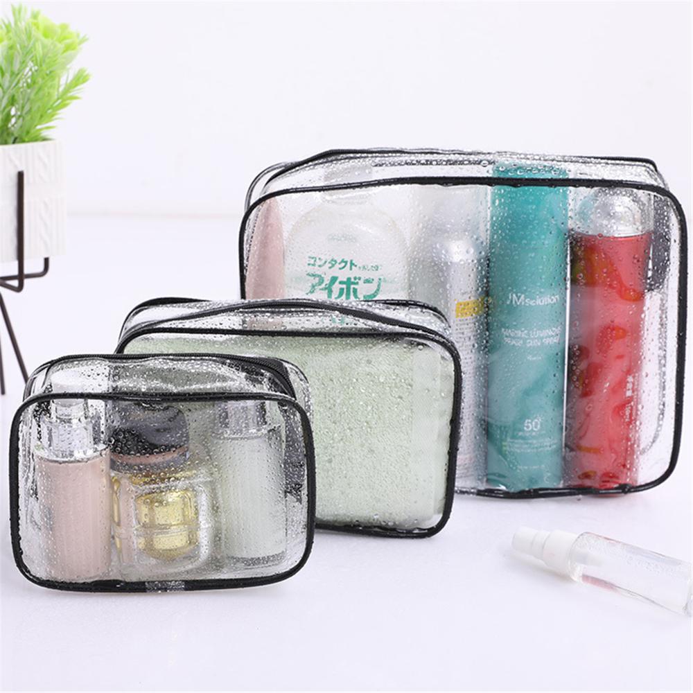 Frauen Wasserdichte Reißverschluss Aufbewahrungstasche Transparent Kosmetiktaschen Kulturbeutel Make-Up Fall L schwarz von Joom DACH