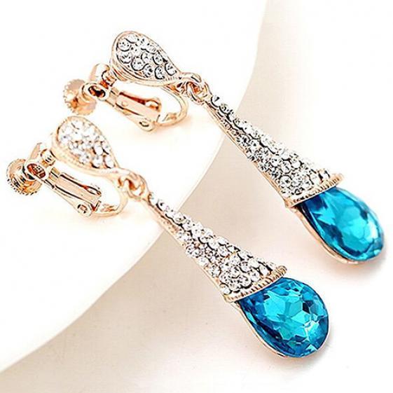 Frauen Wassertropfen Kronleuchter Strass voller Zirkon Ohrringe Ohrstecker Ohrclip clip blau Frauen Wassertropfen Kronleuchter Strass voller Zirkon Ohrringe Ohrstecker Ohrclip clip blau von Joom DACH