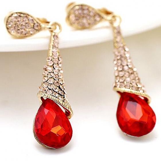 Frauen Wassertropfen Kronleuchter Strass voller Zirkon Ohrringe Ohrstecker Ohrclip clip rot Frauen Wassertropfen Kronleuchter Strass voller Zirkon Ohrringe Ohrstecker Ohrclip clip rot von Joom DACH