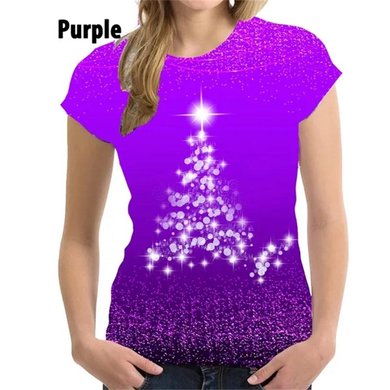Frauen Weihnachtskleidung Weihnachten 3D Druck T-Shirt Weihnachtsbaum Kurzarm Coole Mode weibliche T-Shirts 3XL von Joom DACH