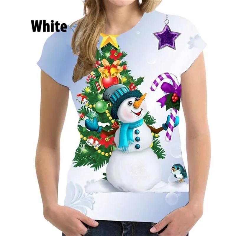 Frauen Weihnachtskleidung Weihnachten 3D Druck T-Shirt Weihnachtsbaum Kurzarm Coole Mode weibliche T-Shirts XL von Joom DACH