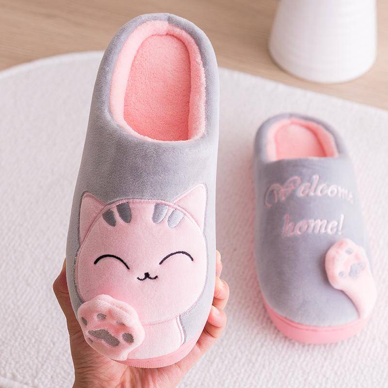 Frauen Winter Baumwolle Hause Hausschuhe Cartoon Katze Nicht-slip Warme Drinnen Schlafzimmer Boden Weiche Sohle Schuhe 40-41 von Joom DACH