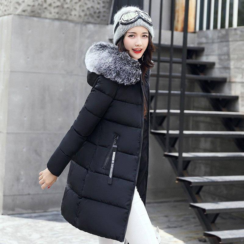 Frauen Winter Baumwolle gefütterte warme Jacke Winter XXL schwarz von Joom DACH