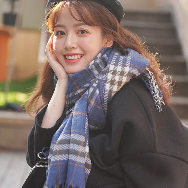 Frauen Winter Casual Plaid Schal Japanische Imitation Kaschmir Dicke Warme Schal Schal Schal von Joom DACH