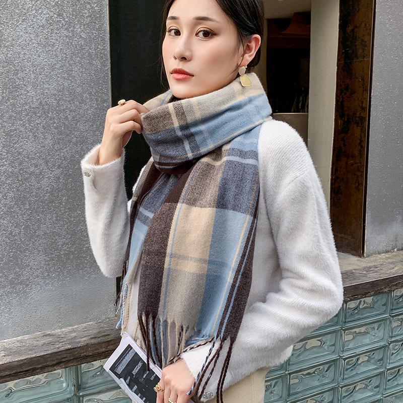 Frauen Winter Casual Plaid Schal Japanische Imitation Kaschmir Dicke Warme Schal Schal Schal von Joom DACH