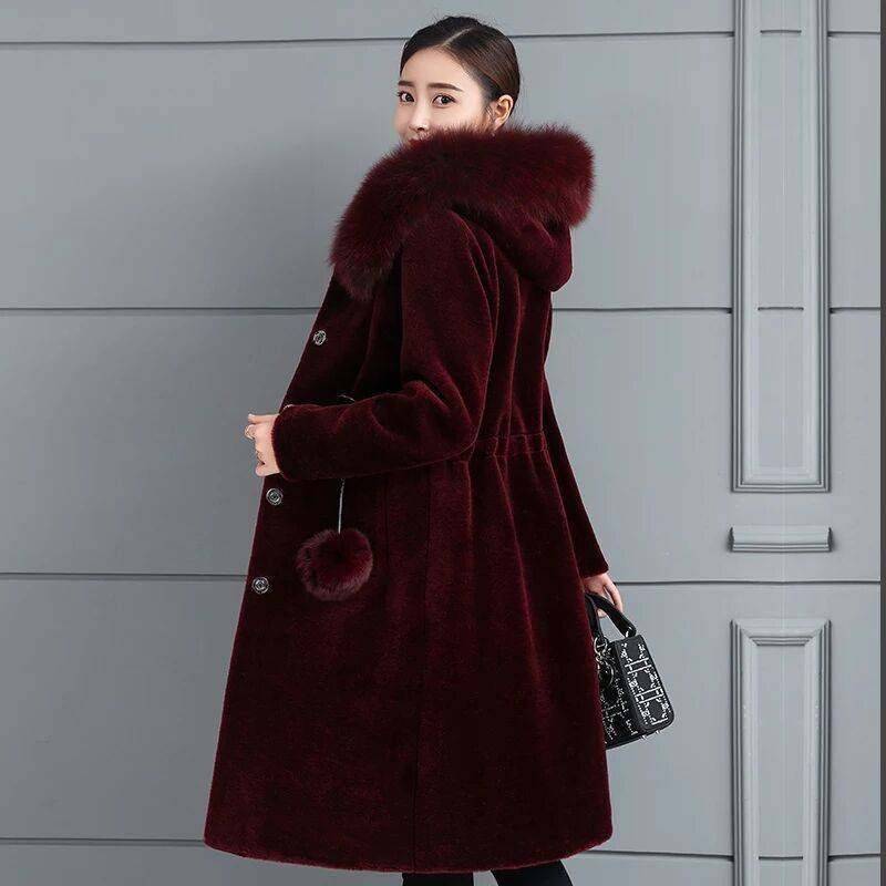 Frauen Winter Casual Warme Parka Jacke Solide Outwear Mantel Pelz Mantel 4XL bordeaux von Joom DACH