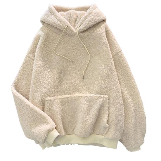 Frauen Winter Hoodie mit Elastische Bündchen Dicke Fleece Mit Kapuze Darwstring Halten Warm 2XL apricot von Joom DACH
