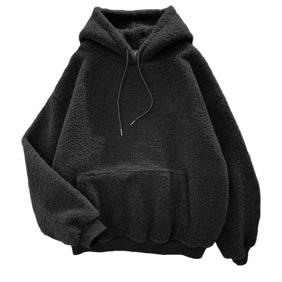 Frauen Winter Hoodie mit Elastische Bündchen Dicke Fleece Mit Kapuze Darwstring Halten Warm 2XL schwarz von Joom DACH