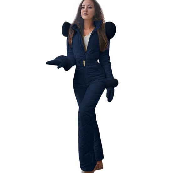 Frauen Winter Overall mit Handschuhe Elastische Taille Verdickt Gepolsterte Schneeanzug S blau von Joom DACH