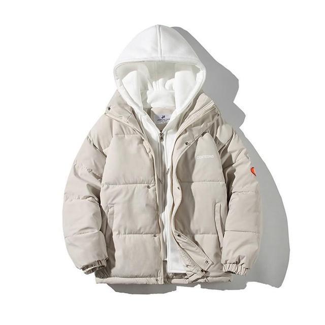 Frauen Winter Oversize Jacke Unten Baumwolle Gefütterte Mantel Weibliche Lose Beiläufige Mantel Weibliche Mode Mit Kapuze Kurze Parkas M beige von Joom DACH