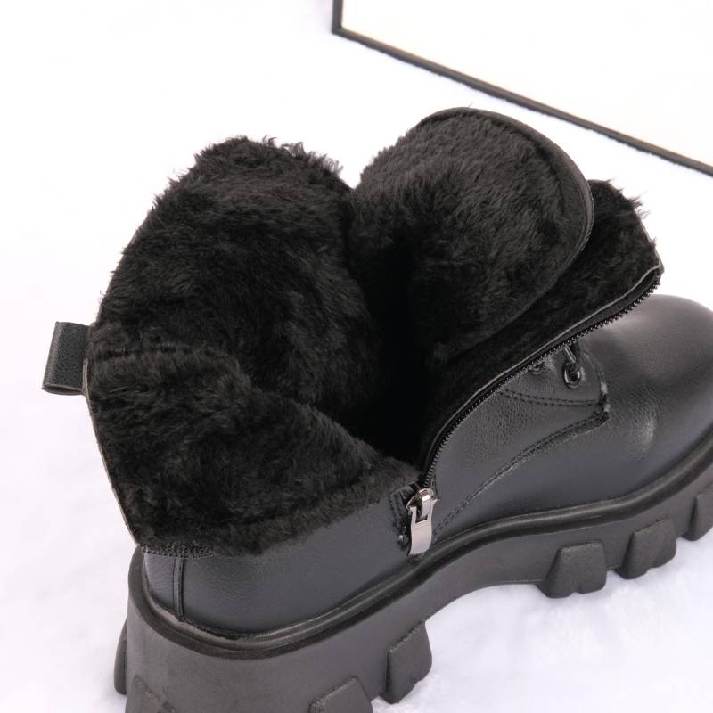 Frauen Winter Plüsch Samt Baumwolle Stiefel Schuhe Warme Stiefeletten Dicke Baumwolle Schuhe Pelzigen Frauen Leder Stiefel High Top Plattform stiefel 38 von Joom DACH