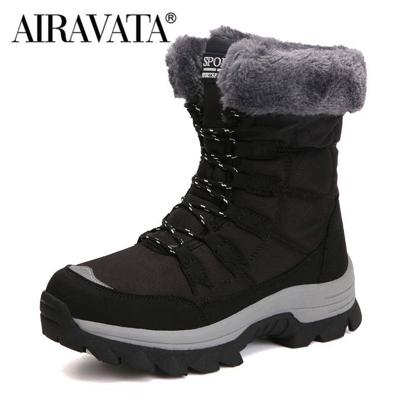 Frauen Winter Stiefel Wasserdicht Mid-Kalb Schnee Schuhe Weibliche Spitze-up Warme Verdicken Stiefel 42 rot von Joom DACH