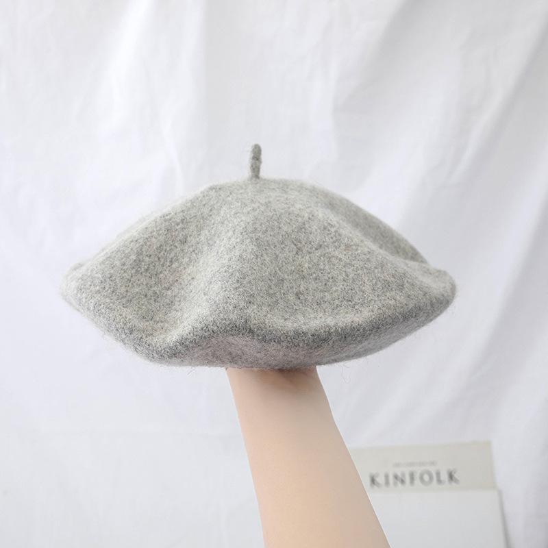 Frauen Wolle Berets Hut Retro Verdickte Kappen Einfarbig Warme Kürbis Hüte One Size（56-58 cm） von Joom DACH