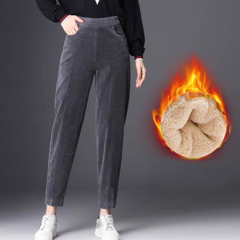 Frauen Wolle Samt Winter Leggings Hohe Taille Hosen Enge Dicke Warme Hosen Plus Größe XL grau von Joom DACH