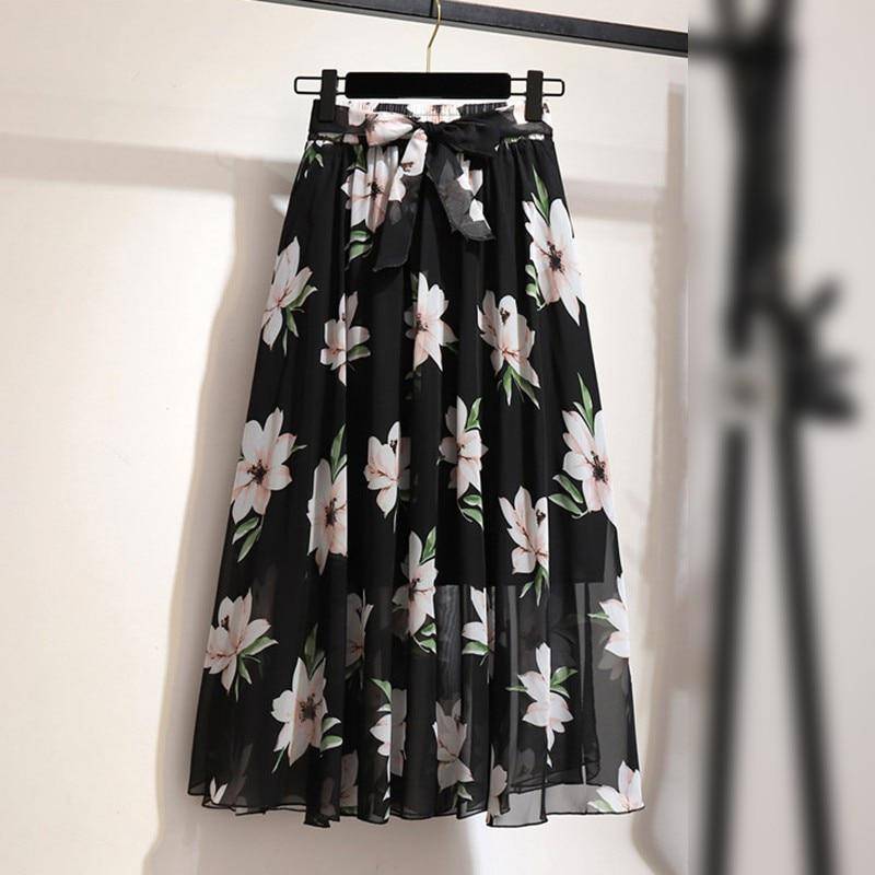 Frauen böhmische Blume langen Rock Sommer Strand sonnigen Blumenbogen Chiffon hohe Taille Rock von Joom DACH