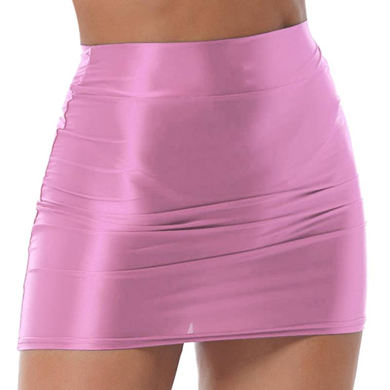 Frauen dehnbar hohe Taille schiere enge Bleistiftröcke transparente Miniröcke Paket Hüftrock M rosa von Joom DACH