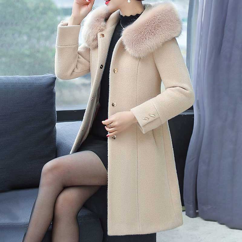 Frauen mittleren Alters Winter Nerz Samtmantel Herbst und Winter 40 Jahre alt 50 Frauen mittleren Alters Mutter Wolljacke 3XL beige von Joom DACH