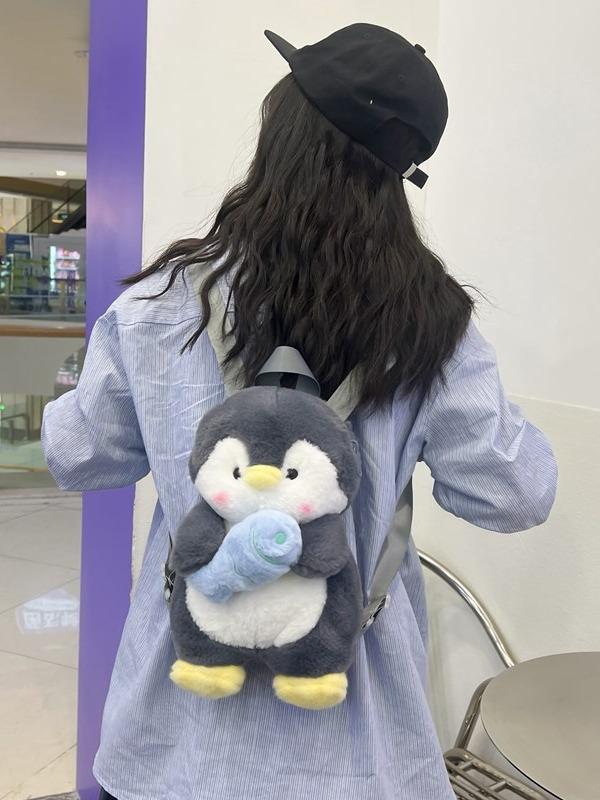 Frauen süße Pinguin Puppe Schulter Tasche Mädchen Plüsch Rucksack neue Cartoon Tasche von Joom DACH
