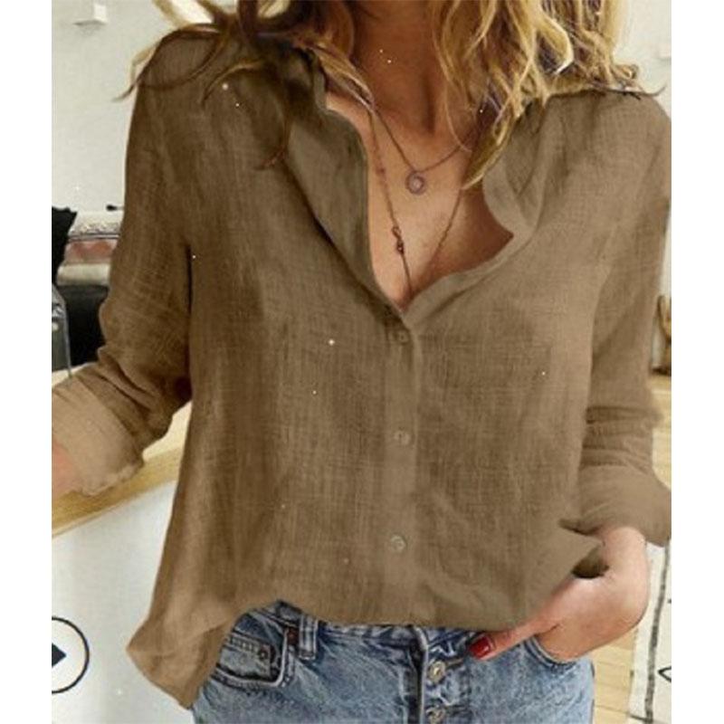 Freizeit Weiß Gelb Shirts Taste Revers Strickjacke Top Dame Lose Lange Hülse Übergroßen Hemd Frauen Blusen Herbst Blusas Mujer L von Joom DACH