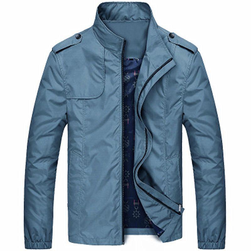 Freizeitjacken für Herren Stehkragen Mode Business Jacke Männer Einfarbig Büro Anzugjacke Herbst Frühling Mantel L himmelblaue von Joom DACH