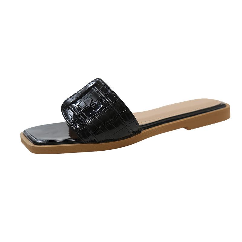 Freizeitmode PU Hausschuhe Lässige Flache Schuhe Damen Frauen Pantoletten Luxus Weiche Mikrofaser Rom 42 schwarz von Joom DACH