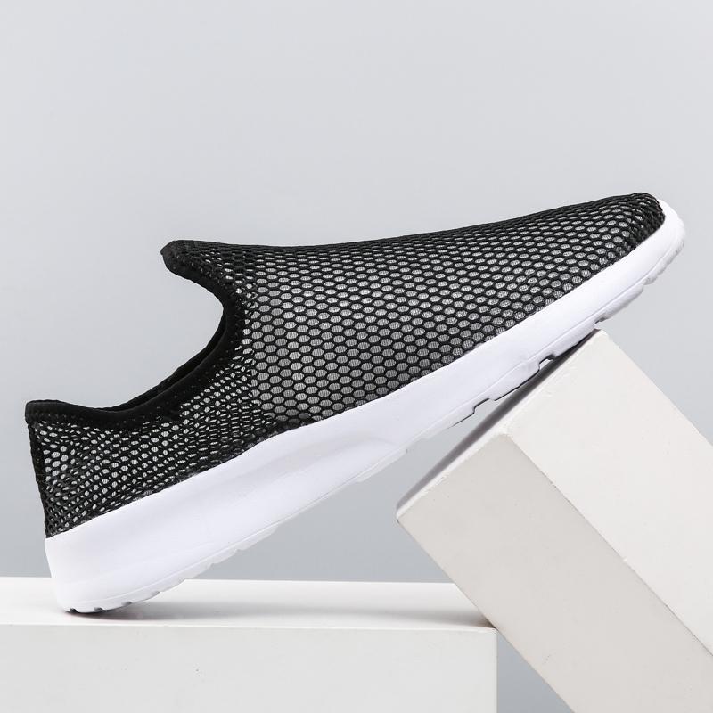 Freizeitschuhe Herren 2024 Neue Sommer Leichte Atmungsaktive Mesh Slip-on Schwarze Loafer Walking Laufschuhe Flats Plus Größe 47 Schuhe 46 schwarz von Joom DACH