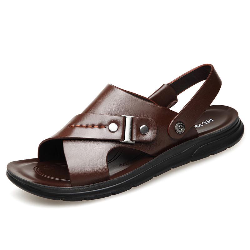 Freizeitschuhe Herren Sandalen Mode Weiche Sohle Einfarbig Strandsandalen Herrenschuhe Hausschuhe Flache Herrenschuhe 39 braun von Joom DACH