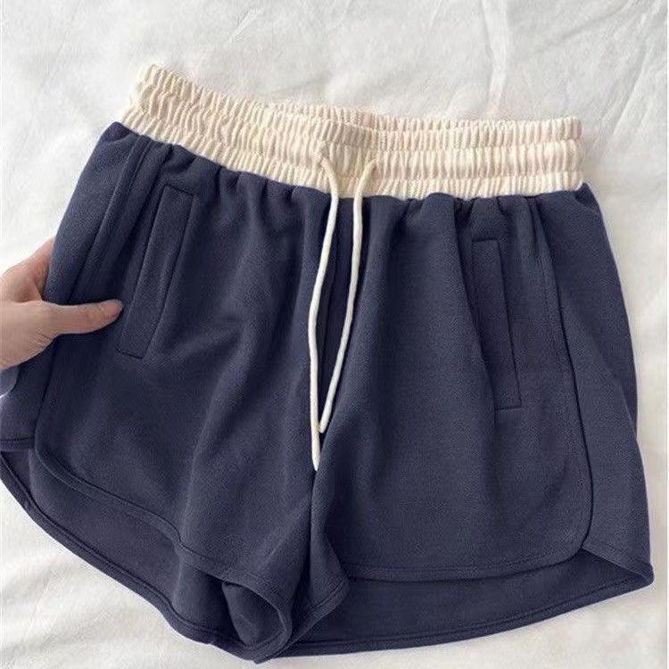 Freizeitshorts für Damen, schlanke und vielseitige Walking-Shorts für Sportshorts Dreiviertelhosen Koreanische Version von Yoga-Hose für Zuhause Hohe Taille L navy blau von Joom DACH