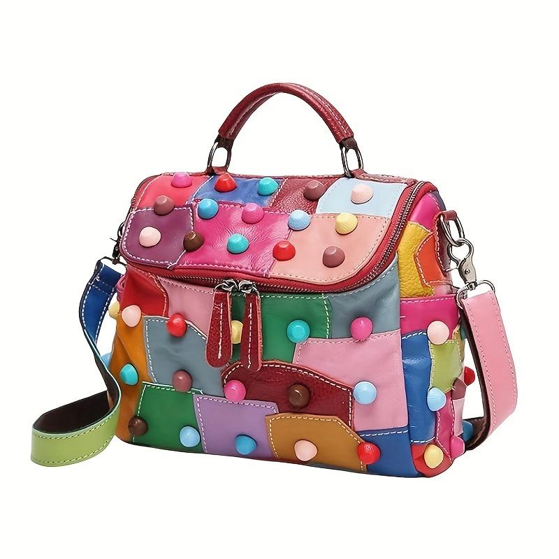 Freizeittasche für Damen – modische Umhängetasche aus Schaffell, geräumige, genähte Umhängetasche, Sommertasche für Damen in einzigartiger Farbe von Joom DACH