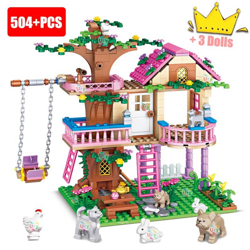 Freunde Stadt Baumhaus Sommerferien Villa Burg Bausteine Sets Figuren Garten DIY Spielzeug für Kinder Mädchen Geburtstagsgeschenk von Joom DACH