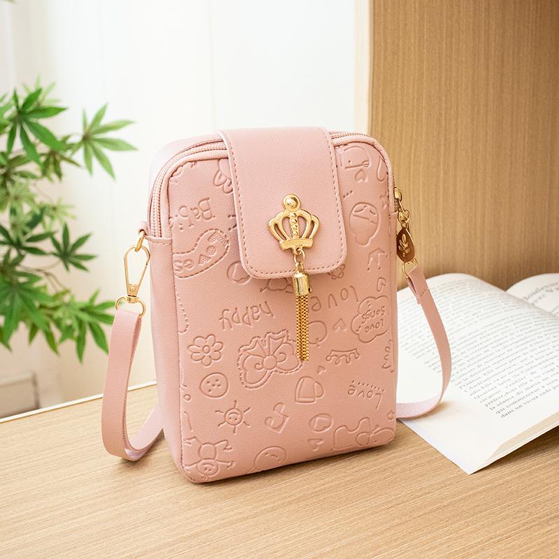 Frische und süße Handytasche Tasche Damen Casual einfache geprägte Umhängetasche rosa von Joom DACH